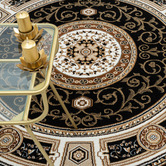 Lotus Rugs Black Ceres Power-Loomed Round Rug