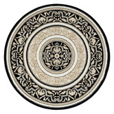 Lotus Rugs Black &amp; Cream Solstone Power-Loomed Round Rug