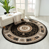 Lotus Rugs Black Ceres Power-Loomed Round Rug
