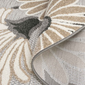 Lotus Rugs Silver Bethany Floral Indoor/Outdoor Round Rug