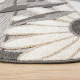 Lotus Rugs Silver Bethany Floral Indoor/Outdoor Round Rug