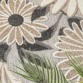 Lotus Rugs Silver Bethany Floral Indoor/Outdoor Round Rug