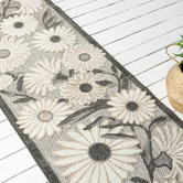 Lotus Rugs Silver Bethany Floral Indoor/Outdoor Runner