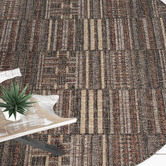 Lotus Rugs Brown Nually Flat Weave Indoor/Outdoor Round Rug