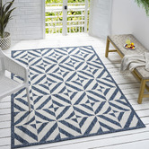 Lotus Rugs Aqua Murory Flat Weave Indoor/Outdoor Rug