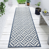 Lotus Rugs Aqua Murory Flat Weave Indoor/Outdoor Runner