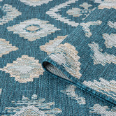 Lotus Rugs Turquoise Firedean Flat Weave Indoor/Outdoor Rug