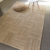 Elemental Rug Collective Natural Patchwork Cotton &amp; Jute Rug