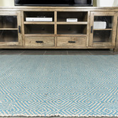 Elemental Rug Collective Turquoise Rustic Diamond Cotton &amp; Jute Rug