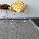 Elemental Rug Collective Black &amp; Silver Century Fringed Hand-Woven Rug