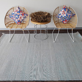 Elemental Rug Collective Blue &amp; Silver Century Fringed Hand-Woven Rug