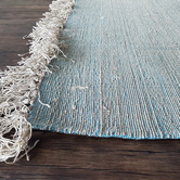 Elemental Rug Collective Blue &amp; Silver Century Fringed Hand-Woven Rug
