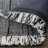 Elemental Rug Collective Black &amp; White Medina Fringed Wool-Blend Rug