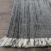 Elemental Rug Collective Black &amp; White Medina Fringed Wool-Blend Rug
