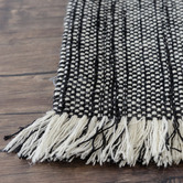 Elemental Rug Collective Black &amp; White Medina Fringed Wool-Blend Rug