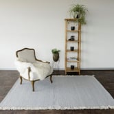 Elemental Rug Collective Light Grey Medina Fringed Wool-Blend Rug