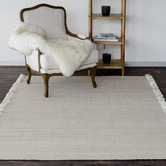 Elemental Rug Collective Beige Medina Fringed Wool-Blend Rug