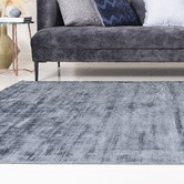 Elemental Rug Collective Navy Blue Carizza Hand-Loomed Viscose Rug