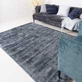 Elemental Rug Collective Navy Blue Carizza Hand-Loomed Viscose Rug