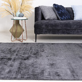 Elemental Rug Collective Charcoal Oulu Hand-Loomed Viscose Rug