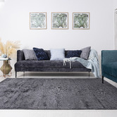 Elemental Rug Collective Charcoal Oulu Hand-Loomed Viscose Rug
