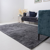 Elemental Rug Collective Charcoal Oulu Hand-Loomed Viscose Rug