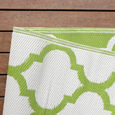 Elemental Rug Collective Green &amp; White Trellis Power-Loomed Outdoor Rug