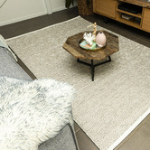 Elemental Rug Collective Beige Diamond Square Flat-Woven Wool-Blend Rug