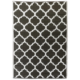 Elemental Rug Collective Black &amp; White Trellis Power-Loomed Outdoor Rug
