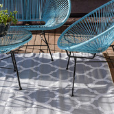 Elemental Rug Collective Silver &amp; White Trellis Power-Loomed Outdoor Rug