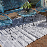 Elemental Rug Collective Silver &amp; White Trellis Power-Loomed Outdoor Rug