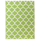 Elemental Rug Collective Green &amp; White Trellis Power-Loomed Outdoor Rug