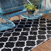 Elemental Rug Collective Black &amp; White Trellis Power-Loomed Outdoor Rug