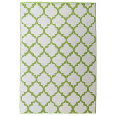 Elemental Rug Collective Green &amp; White Trellis Power-Loomed Outdoor Rug