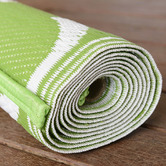 Elemental Rug Collective Green &amp; White Trellis Power-Loomed Outdoor Rug