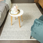 Elemental Rug Collective Grey Diamond Square Flat-Woven Wool-Blend Rug
