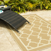 Elemental Rug Collective Cream &amp; Beige Trellis Power-Loomed Outdoor Rug
