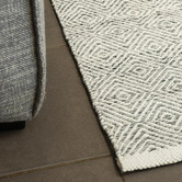 Elemental Rug Collective Grey Diamond Square Flat-Woven Wool-Blend Rug