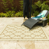Elemental Rug Collective Cream &amp; Beige Trellis Power-Loomed Outdoor Rug