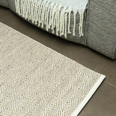 Elemental Rug Collective Beige Diamond Square Flat-Woven Wool-Blend Rug