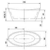 Roma Bathroom Assertio 1700mm Gloss White Oval Acrylic Freestanding Bath