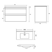 Roma Bathroom Evos 900mm Oak Wall Hung Single Vanity with Ceramic Countertop