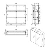 Roma Bathroom Evos 900mm Oak Mirrored Shaving Cabinet