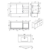 Roma Bathroom Vitrus 1200mm Oak Freestanding Single Vanity with Ceramic Countertop