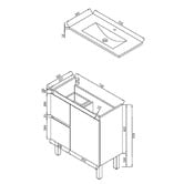 Roma Bathroom Aurora 750mm Oak Freestanding Slim Single Vanity