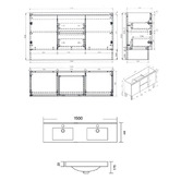 Roma Bathroom Vitrus 1500mm Oak Freestanding Double Vanity with Ceramic Countertop