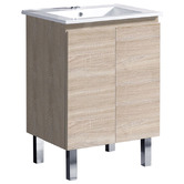 Roma Bathroom Vitrus 600mm Oak Freestanding Single Vanity with Ceramic Countertop