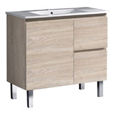 Roma Bathroom Vitrus 750mm Oak Freestanding Single Vanity with Ceramic Countertop