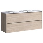 Roma Bathroom Evos 1500mm Oak Wall Hung Double Vanity with Ceramic Countertop