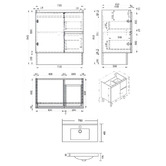 Roma Bathroom Vitrus 750mm Oak Freestanding Single Vanity with Ceramic Countertop